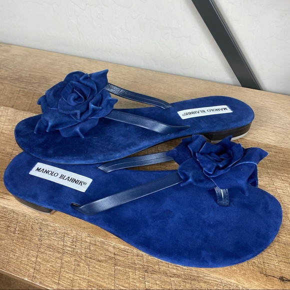 SOLD Manolo Blahnik Patricia Suede Flower Sandal - Picture 3 of 6